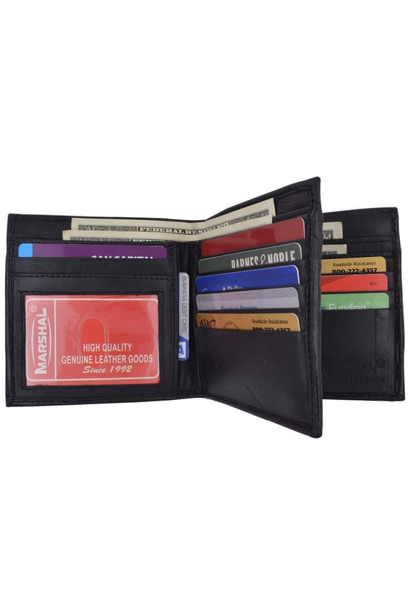 Hipster Genuine Leather Bifold Middle ID Flap Wallet 1501