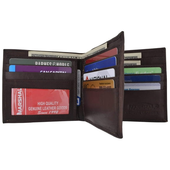 Hipster Genuine Leather Bifold Middle ID Flap Wallet 1501