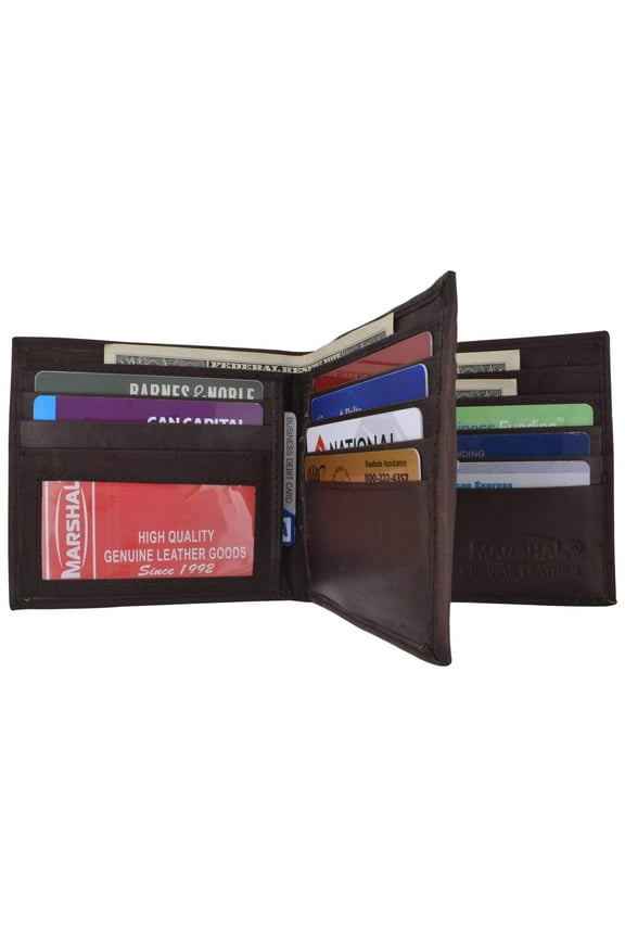 Hipster Genuine Leather Bifold Middle ID Flap Wallet 1501