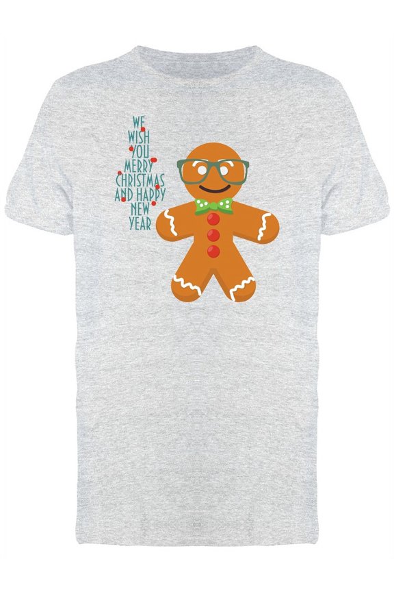 Hipster Gingerbread Man T-Shirt Men -Image by Shutterstock, Male x-Large