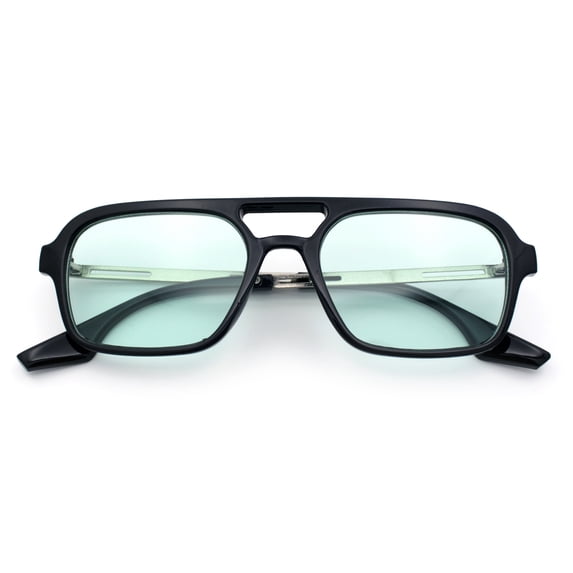 Hipster Hustler Pop Color Plastic Flat Top Racer Fashion Sunglasses Black - Green