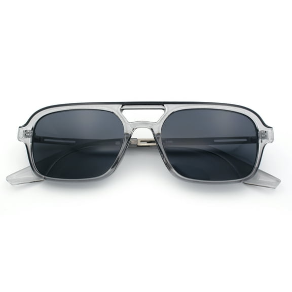 Hipster Hustler Pop Color Plastic Flat Top Racer Fashion Sunglasses Grey - Black