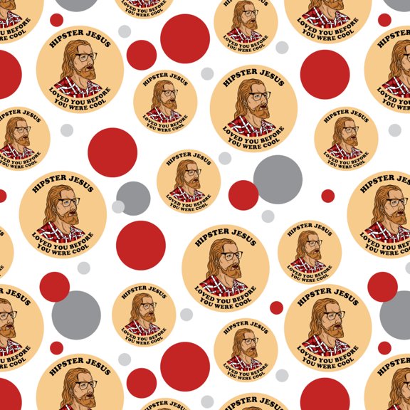 Hipster Jesus Loved You Before You Were Cool Funny Humor Premium Gift Wrap Wrapping Paper Roll