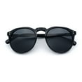 thumbnail image 1 of Hipster Keyhole Round Horn Rim Plastic Nostalgic Retro Sunglasses All Black, 1 of 7