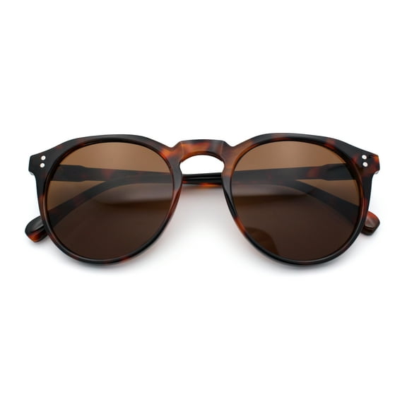 Hipster Keyhole Round Horn Rim Plastic Nostalgic Retro Sunglasses Tortoise - Brown