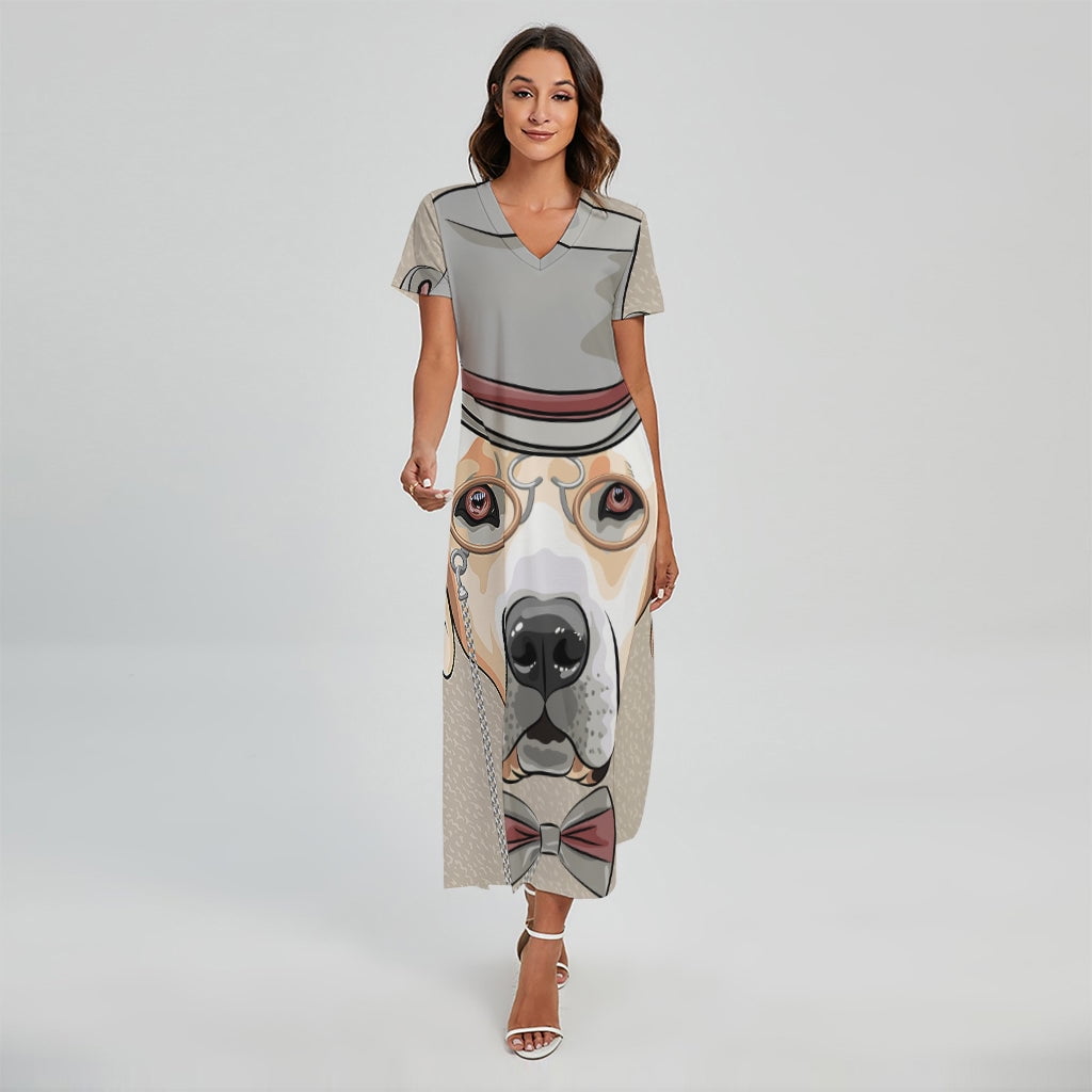 Hipster Labrador Retriever Printed Short Sleeve Maxi Dress, Dog Pet Lover  Fashion Summer Maxi Dress For Women - Walmart.com