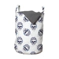 thumbnail image 1 of Hipster Laundry Bag, Pattern of Outline Skull with Headphones Splashes, Hamper Basket with Handles Drawstring Closure for Laundromats, 13" x 19", Indigo Pale Sky Blue, by Ambesonne, 1 of 4