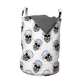 thumbnail image 1 of Hipster Laundry Bag, Repeating Funny Pattern of Skulls with Long Beard Hat and Sunglasses on Splashes, Basket with Handles Drawstring Closure for Laundromats, 13" x 19", Multicolor, by Ambesonne, 1 of 4