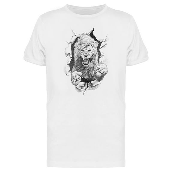 Hipster Lion Ripped Paper Sketch Tee Men's -Image by Shutterstock