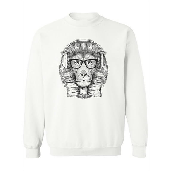 Hipster Lion With Glasses B/w. Sweatshirt Women -Image by Shutterstock, Female 5X-Large