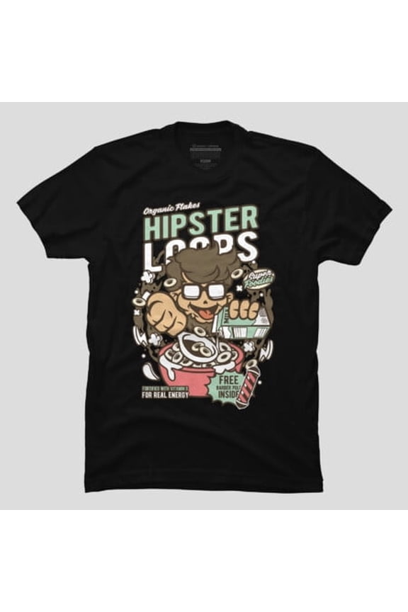 Hipster Loops Funny Retro Cereal Box Graphic, H15312 Unisex T-Shirt, Up to 5XL Available