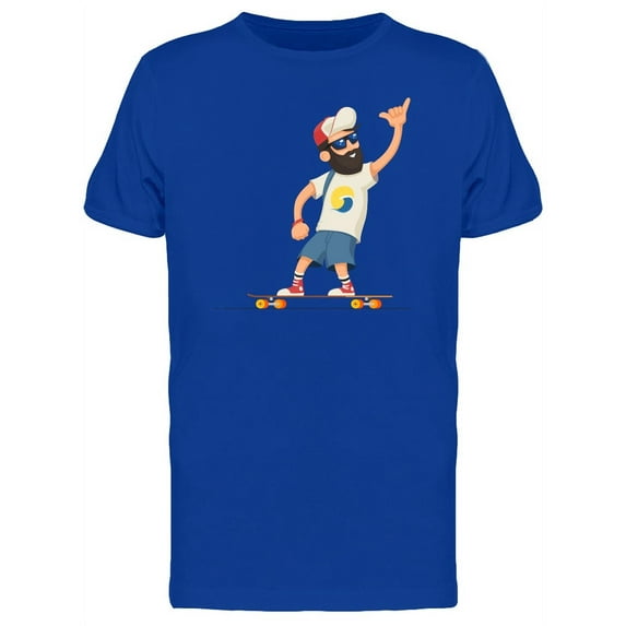 Hipster Man Beard Longboard T-Shirt Men -Image by Shutterstock, Male XX-Large