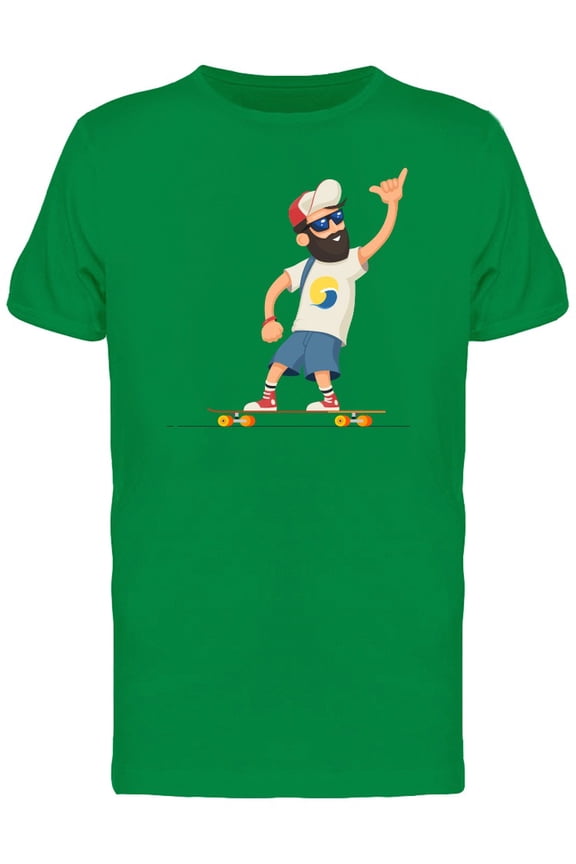 Hipster Man Beard Longboard Tee Men's -Image by Shutterstock
