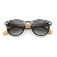 thumbnail image 1 of Hipster Mens Keyhole Round Horn Rim Bamboo Wood Arm Retro Sunglasses Slate - Smoke, 1 of 8