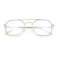 thumbnail image 1 of Hipster Metal Rectangle Double Bridge Blue Light Filtering Computer Glasses Gold, 1 of 8
