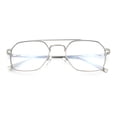 thumbnail image 1 of Hipster Metal Rectangle Double Bridge Blue Light Filtering Computer Glasses Silver, 1 of 8