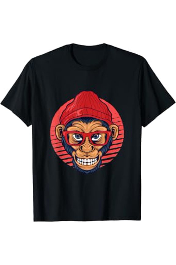 Hipster Monkey Retro Glasses Animal Hippies Freethinker T-Shirt