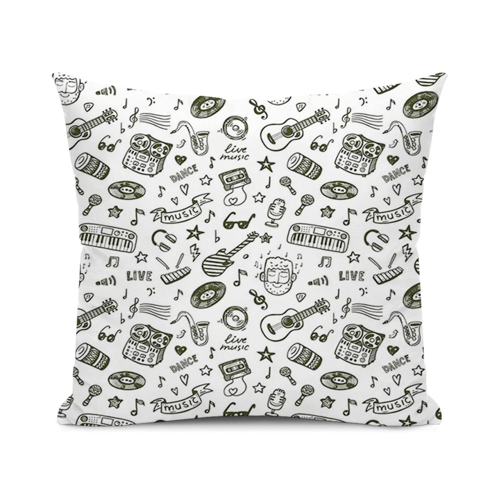 Hipster Pillow Covers ,Hand Drawn Fun Dance Disco ,Pillowcases Square