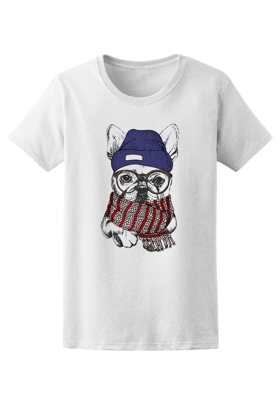 Hipster Pug In Winter Clothes T-Shirt Men -Image by Shutterstock, Male 3X-Large