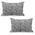 thumbnail image 1 of Hipster Quilted Pillowcover Set of 2, Design with Some Geometrical Shapes with Leaves and Dots Culture, Standard Queen Size Pillow Cover for Bedroom, 36" x 20", Black White, by Ambesonne, 1 of 1