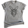 thumbnail image 1 of Hipster Rabbit Shirt, Unisex Women's Men's Shirt, Easter Shirt, Rabbit Shirt, Easter Bunny Shirt, Dark Heather Gray, XX-Large, 1 of 6