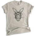 thumbnail image 1 of Hipster Rabbit Shirt, Unisex Women's Men's Shirt, Easter Shirt, Rabbit Shirt, Easter Bunny Shirt, Light Silk Gray, Small, 1 of 6