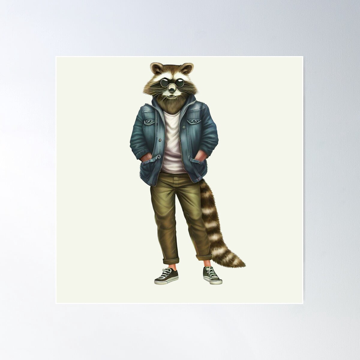 Hipster Racoon V30 Poster Wall Art, Modern Wall Decor For Living Room ...