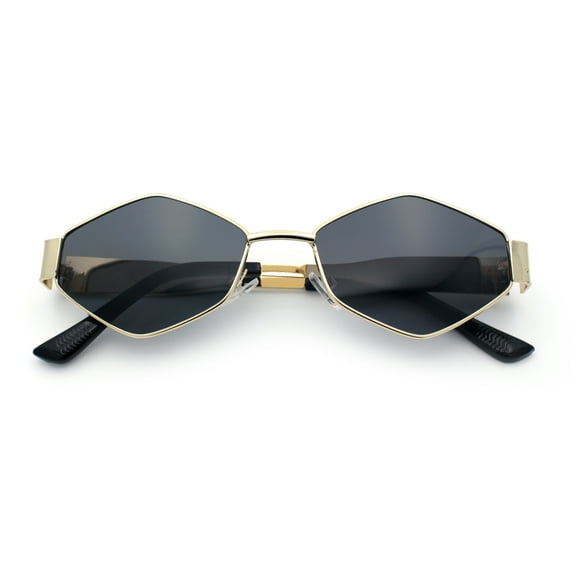 Hipster Retro Classic Diamond Shape Metal Rim Hustler Sunglasses Gold - Black