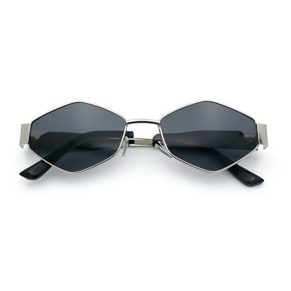 Hipster Retro Classic Diamond Shape Metal Rim Hustler Sunglasses Silver - Black