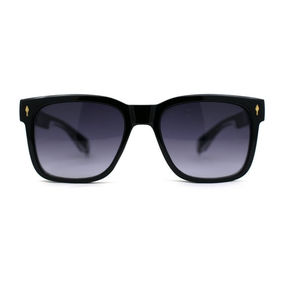 Hipster Retro Vintage Style Fashion Rectangle Horn Rim Sunglasses Black Clear Smoke