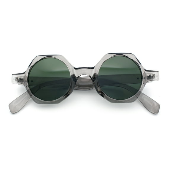 Hipster Round Circle Lens Octagon Plastic Hustler Sunglasses Slate - Green