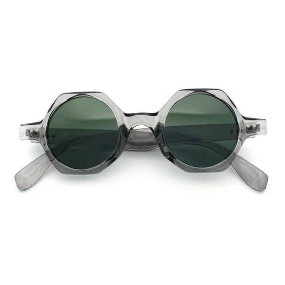 Hipster Round Circle Lens Octagon Plastic Hustler Sunglasses Slate - Green