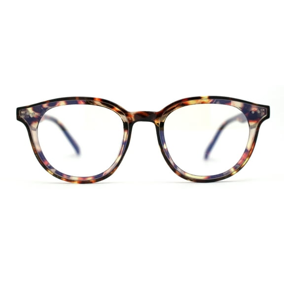Hipster Round Horn Rim Inset Blue Light Filter Computer Lens Glasses Tortoise