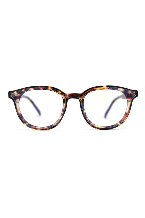 Hipster Round Horn Rim Inset Blue Light Filter Computer Lens Glasses Tortoise