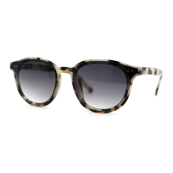 Hipster Round Horn Rim Inset Lens Thin Plastic Sunglasses Grey Tortoise Smoke