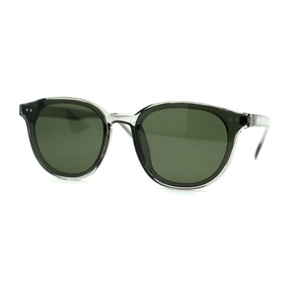 Hipster Round Horn Rim Inset Lens Thin Plastic Sunglasses Slate Green