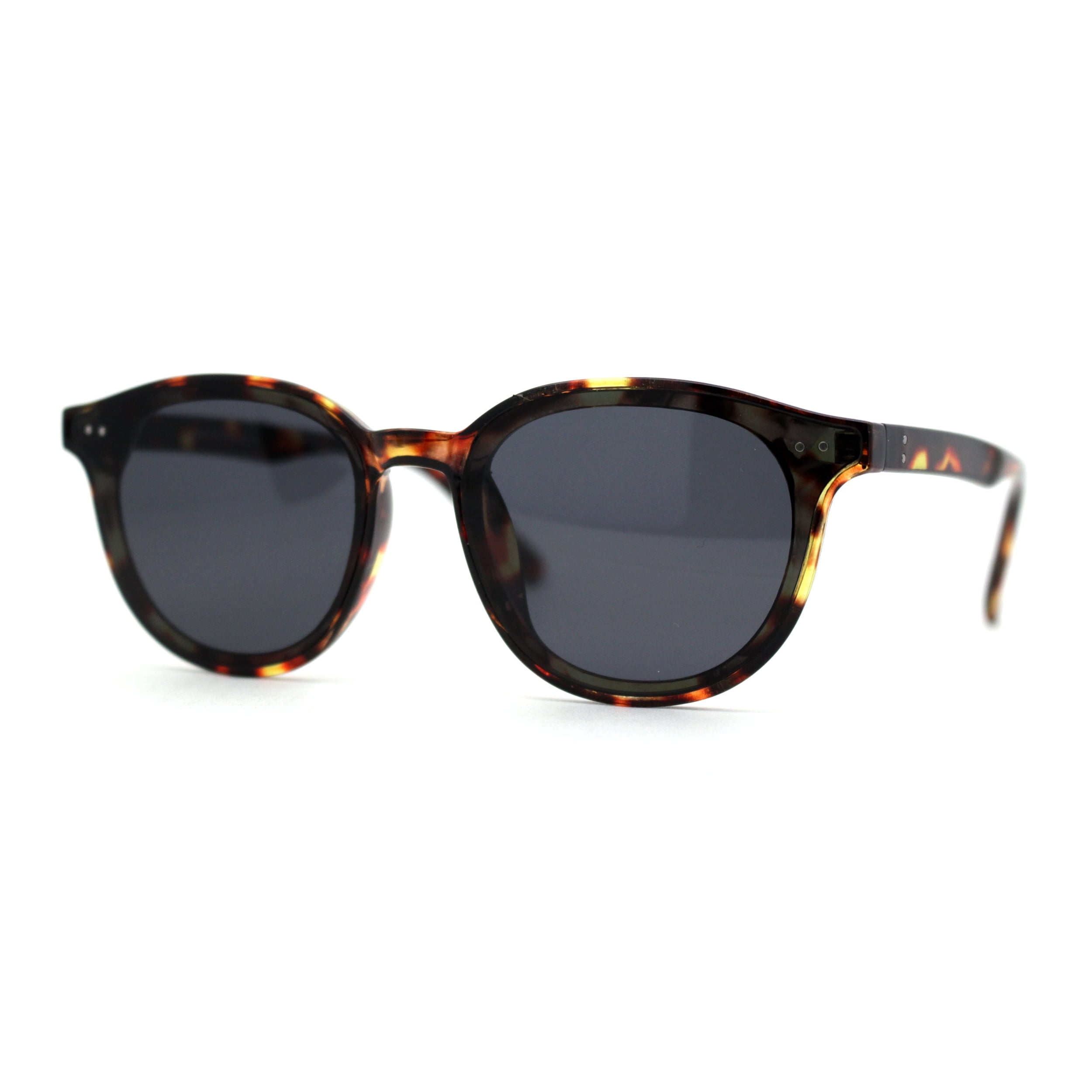 Hipster Round Horn Rim Blue Light Glasses - Clear Lens, UV Protection, 148mm Width - View #2