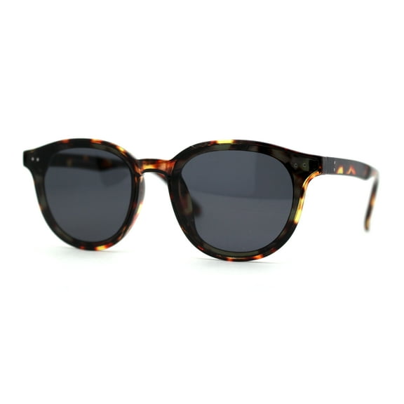 Hipster Round Horn Rim Inset Lens Thin Plastic Sunglasses Tortoise Black
