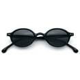 thumbnail image 1 of Hipster Snug Oval Round Thin Plastic Horn Rim Hustler Sunglasses All Black, 1 of 8
