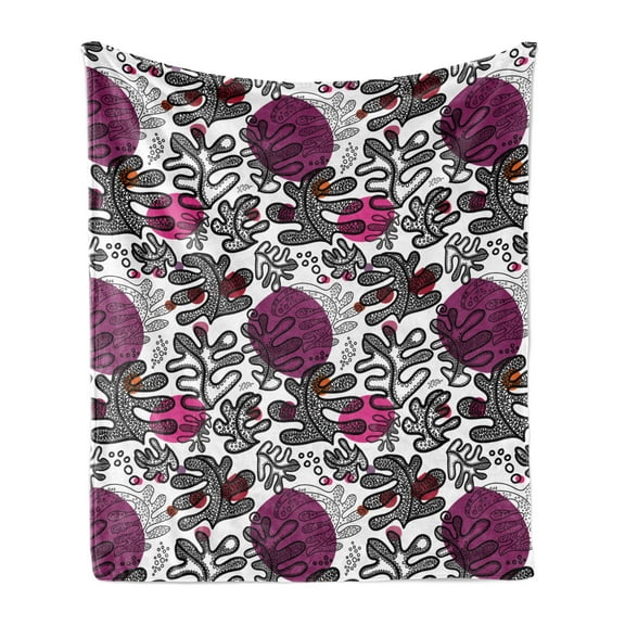 Hipster Soft Flannel Fleece Blanket, Abstract Concept Colorful Asymmetric Shapes Circles and Dots in Scandinavian Style, Cozy Plush for Indoor and Outdoor Use, 50" x 70", Multicolor, by Ambesonne