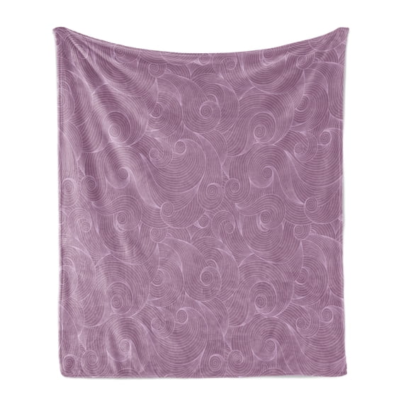 Hipster Soft Flannel Fleece Blanket, Hand Drawing Style Curly Lines Forming Spiral Shapes Retro Style Abstract Ornament, Cozy Plush for Indoor and Outdoor Use, 50" x 60", Purple Grey, by Ambesonne