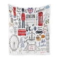 thumbnail image 1 of Hipster Soft Flannel Fleece Blanket, I Love London Double Decker Bus Telephone Booth Cab Crown of United Kingdom Big Ben, Cozy Plush for Indoor and Outdoor Use, 70" x 90", Multicolor, by Ambesonne, 1 of 5