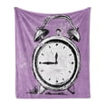 thumbnail image 1 of Hipster Soft Flannel Fleece Throw Blanket, Retro Alarm Clock with Grunge Effects Classic Vintage Sleep Graphic, Cozy Plush for Indoor and Outdoor Use, 60" x 80", Purple White Black, by Ambesonne, 1 of 5