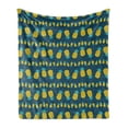 thumbnail image 1 of Hipster Soft Flannel Fleece Throw Blanket, Tropical Pineapples Illustration in Geometric Exotic Flat Style Art, Cozy Plush for Indoor and Outdoor Use, 50" x 60", Yellow and Petrol Blue, by Ambesonne, 1 of 5