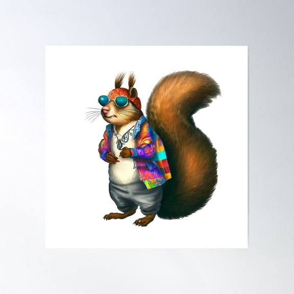 Hipster Squirrel V1 Poster Wall Art, Modern Wall Decor For Living Room Bedroom, 16x24 UNFRAMED