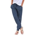 thumbnail image 1 of Hipster Tapered Pants for Women with Pockets Casual Drawstring Elastic Waist Pant Comfy Soft Stretch Durable Trousers, 1 of 5