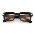thumbnail image 1 of Hipster Thick Plastic Horn Rim Rectangle Gentleman Fashion Sunglasses Matte Black - Brown, 1 of 8