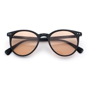 Hipster Thin Horn Rim Round Plastic Retro Normcore Sunglasses Black - Beige