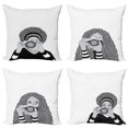 thumbnail image 1 of Ambesonne Hipster Throw Pillow Cover 4 Pack, Girls Taking Photos Camera, 18", Charcoal Grey and Off White, 1 of 2