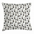 thumbnail image 1 of Hipster Throw Pillow Cushion Cover, Comic Animals Portraits with Hello and Howdy Hi Speech Bubbles Fun Kids, Decorative Square Accent Pillow Case, 24 X 24 Inches, Pale Grey Black Coral, by Ambesonne, 1 of 2